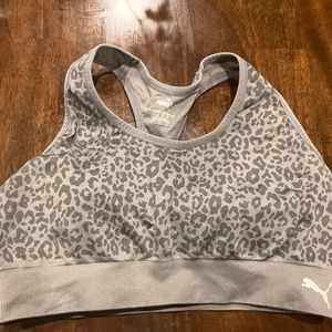 Puma Gray Leopard Print Sports Bra